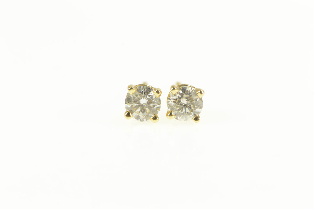 14K 0.50 Ctw Round Diamond Solitaire Stud Earrings Yellow Gold