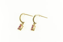 Load image into Gallery viewer, 14K 1.51 Ctw Pear Ruby Diamond Semi Hoop Dangle Earrings Yellow Gold