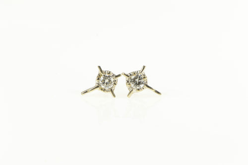 14K 0.30 Ctw 1950's Diamond Cross Squared Stud Earrings Yellow Gold