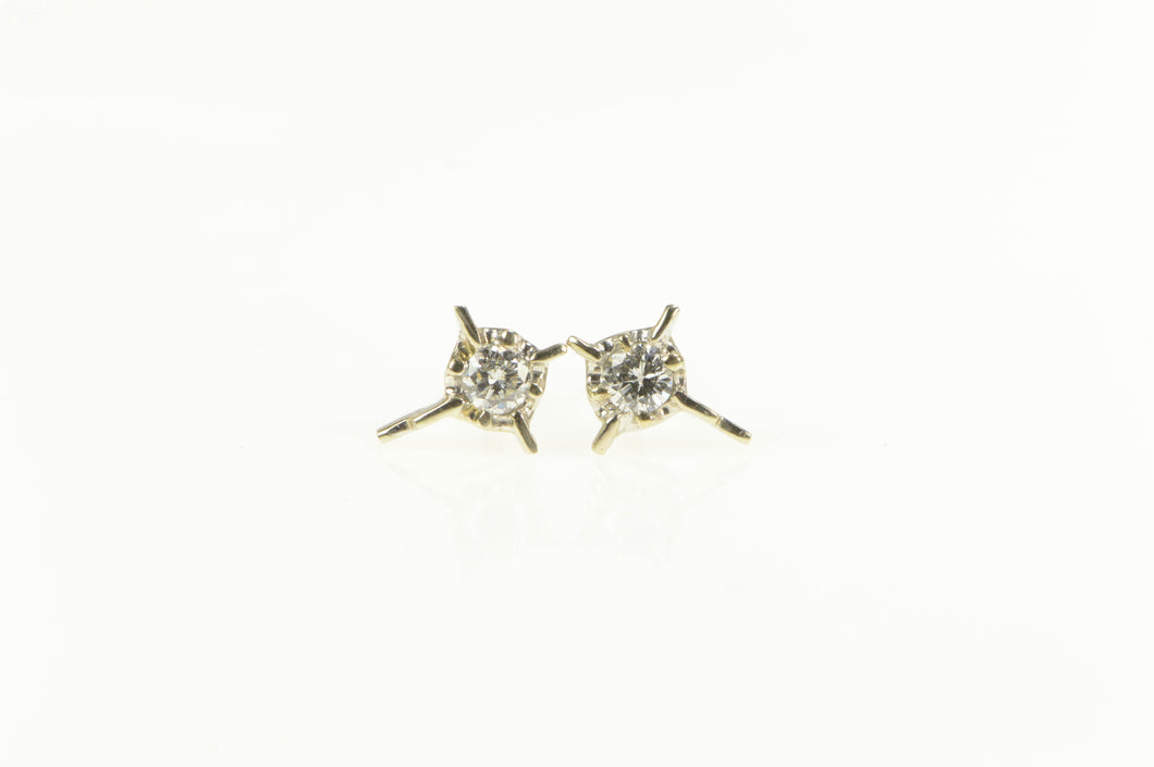 14K 0.30 Ctw 1950's Diamond Cross Squared Stud Earrings Yellow Gold