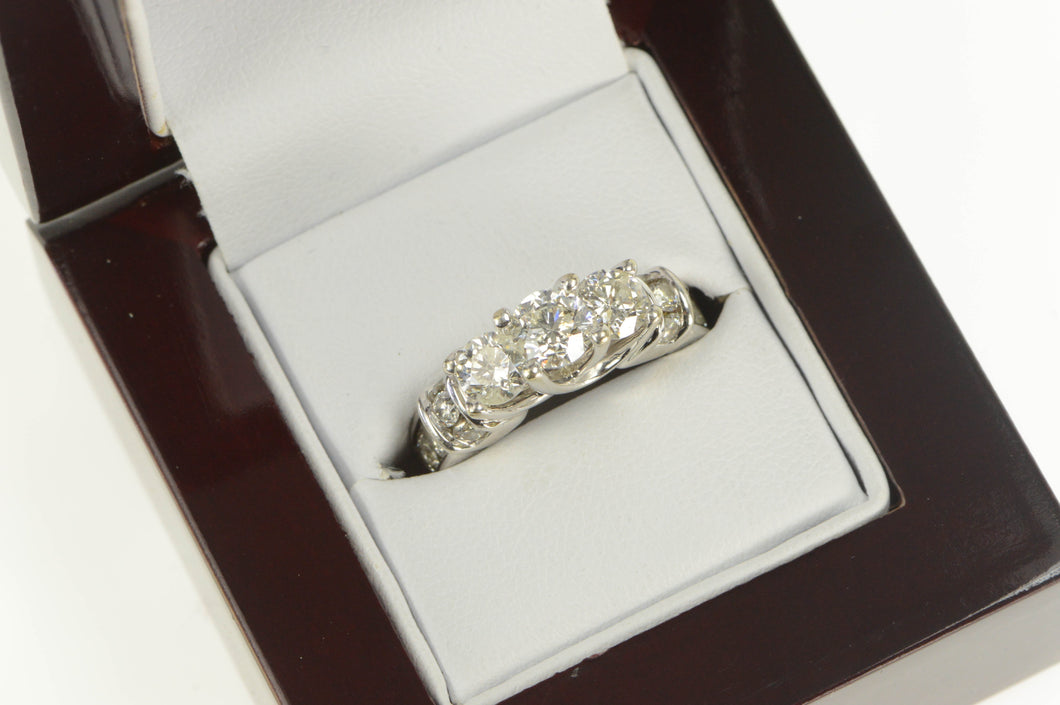 14K 2.46 Ctw Three Diamond Classic Engagement Ring White Gold