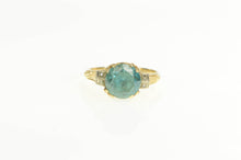 Load image into Gallery viewer, 14K 1940&#39;s 3.04 Ctw Blue Topaz Diamond Accent Ring Yellow Gold
