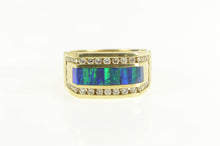 Load image into Gallery viewer, 14K Black Opal Inlay 1.00 Ctw Diamond Men&#39;s Ring Yellow Gold