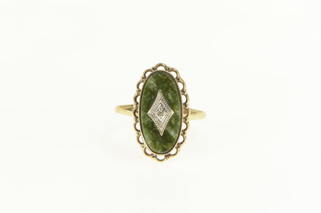 10K Serpentine Diamond Accent Retro Statement Ring Yellow Gold