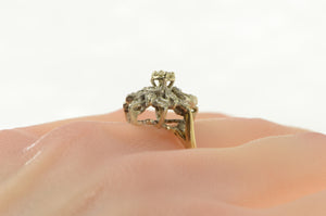 14K 0.60 Ctw Diamond Cluster 1950's Engagement Ring Yellow Gold