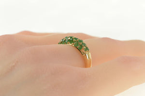 14K Pave Natural Emerald Encrusted Domed Band Ring Yellow Gold
