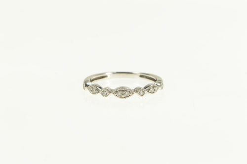 14K Ornate Diamond Stackable Wedding Band Ring White Gold