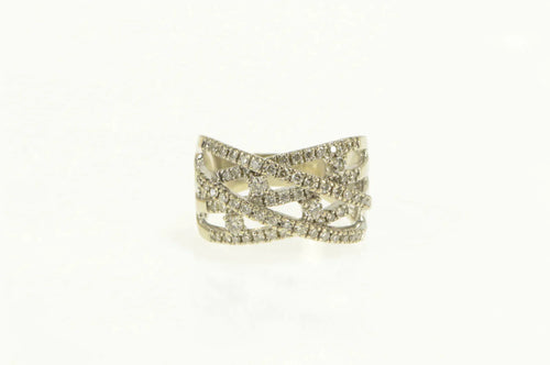 14K 0.75 Ctw Pave Diamond Layered Criss Cross Ring White Gold