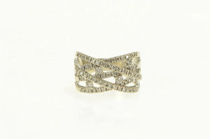14K 0.75 Ctw Pave Diamond Layered Criss Cross Ring White Gold