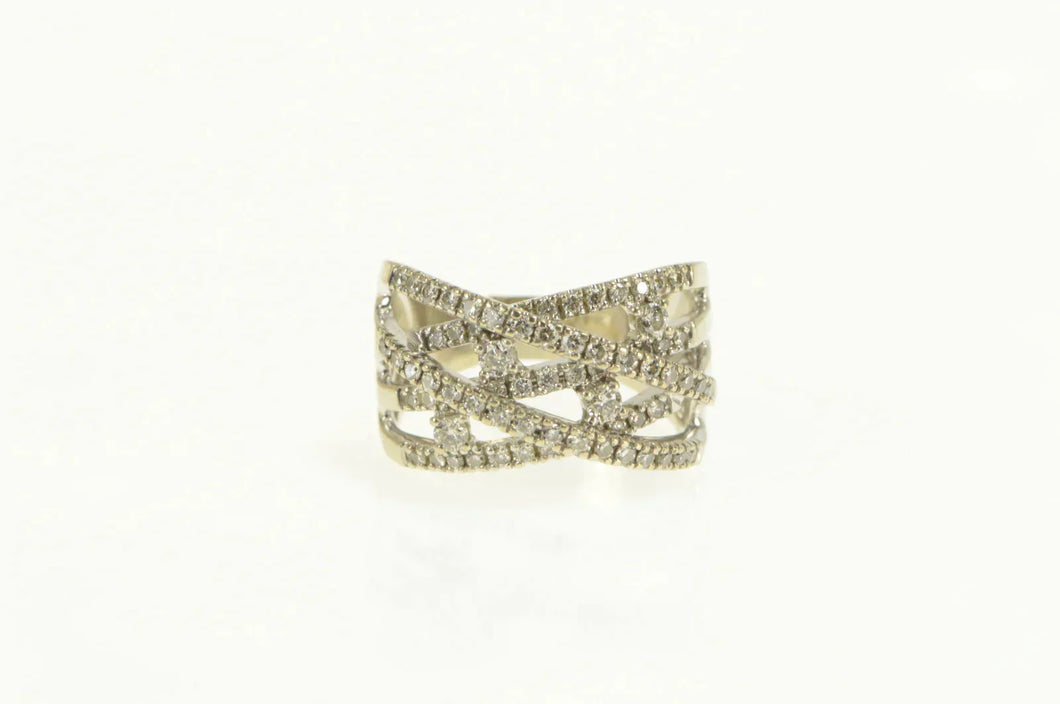 14K 0.75 Ctw Pave Diamond Layered Criss Cross Ring White Gold