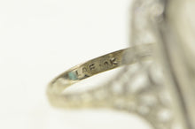 Load image into Gallery viewer, 14K Art Deco Camphor Glass Filigree Diamond Ring White Gold