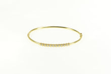 Load image into Gallery viewer, 14K 0.50 Ctw Diamond Bar Set Oval Bangle Bracelet 7&quot; Yellow Gold