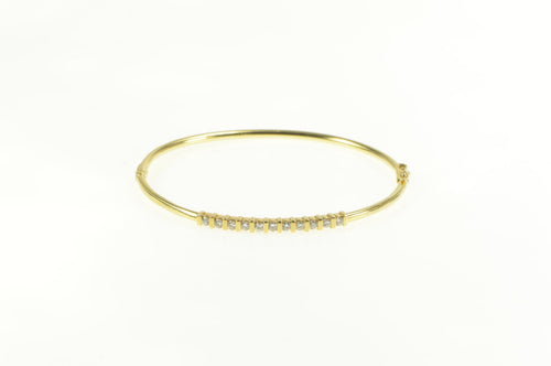 14K 0.50 Ctw Diamond Bar Set Oval Bangle Bracelet 7