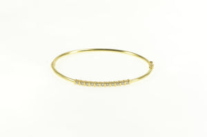 14K 0.50 Ctw Diamond Bar Set Oval Bangle Bracelet 7" Yellow Gold