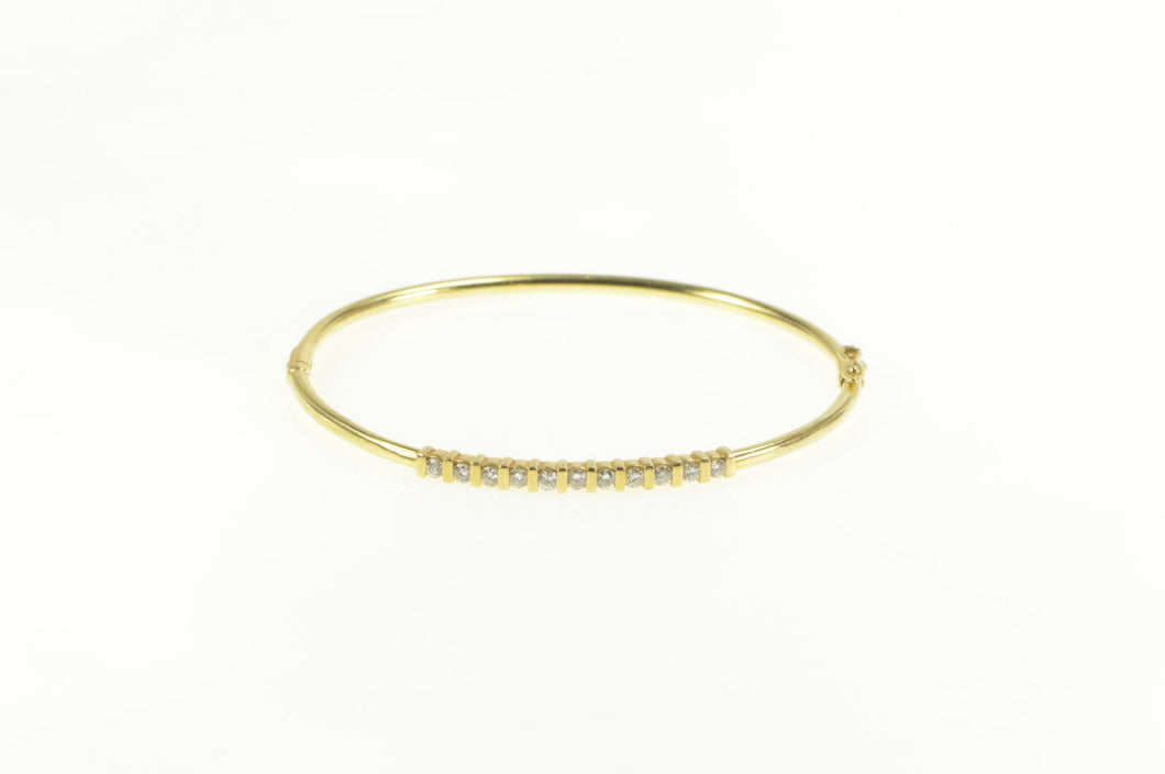14K 0.50 Ctw Diamond Bar Set Oval Bangle Bracelet 7