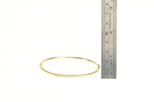 14K 0.50 Ctw Diamond Bar Set Oval Bangle Bracelet 7" Yellow Gold