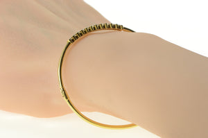14K 0.50 Ctw Diamond Bar Set Oval Bangle Bracelet 7" Yellow Gold