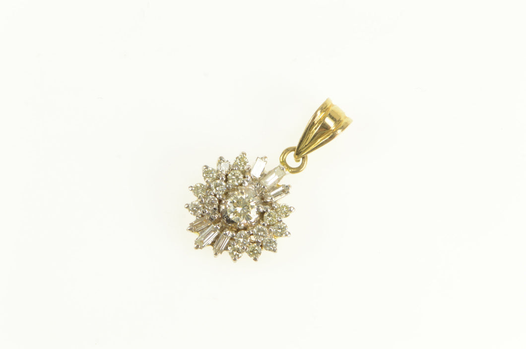 14K 0.50 Ctw Round Diamond Halo Cluster Pendant Yellow Gold