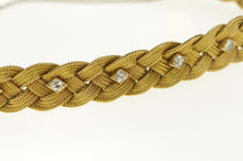 Load image into Gallery viewer, 14K 1950&#39;s Diamond Plait Braid Woven Chain Bracelet 7&quot; Yellow Gold