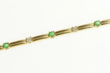 Load image into Gallery viewer, 14K Diamond Emerald Classic Bar Link Tennis Bracelet 6.5&quot; Yellow Gold