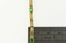 Load image into Gallery viewer, 14K Diamond Emerald Classic Bar Link Tennis Bracelet 6.5&quot; Yellow Gold