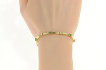 Load image into Gallery viewer, 14K Diamond Emerald Classic Bar Link Tennis Bracelet 6.5&quot; Yellow Gold