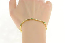 Load image into Gallery viewer, 14K Diamond Emerald Classic Bar Link Tennis Bracelet 6.5&quot; Yellow Gold