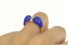 Load image into Gallery viewer, 14K 1950&#39;s Carved Lapis Lazuli Diamond Bow Ring Yellow Gold
