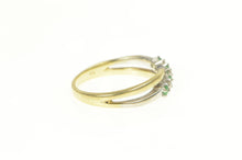 Load image into Gallery viewer, 10K Two Tone Diamond Emerald Criss Cross Band Ring Yellow Gold