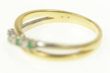 Load image into Gallery viewer, 10K Two Tone Diamond Emerald Criss Cross Band Ring Yellow Gold
