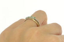 Load image into Gallery viewer, 10K Two Tone Diamond Emerald Criss Cross Band Ring Yellow Gold