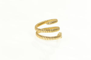 14K Garnet Eyed Coiled Snake Serpent Wrap Ring Yellow Gold