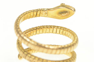 14K Garnet Eyed Coiled Snake Serpent Wrap Ring Yellow Gold