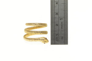 14K Garnet Eyed Coiled Snake Serpent Wrap Ring Yellow Gold