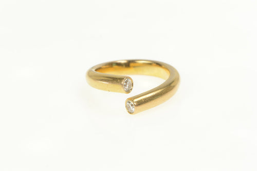 18K Diamond Two Stone Open Bypass Statement Ring Yellow Gold