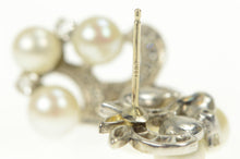 Load image into Gallery viewer, 14K 1950&#39;s Pearl Diamond Swirl Cluster Stud Earrings White Gold