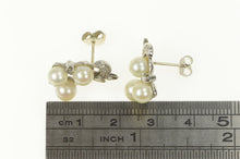 Load image into Gallery viewer, 14K 1950&#39;s Pearl Diamond Swirl Cluster Stud Earrings White Gold