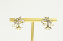 Load image into Gallery viewer, 14K 1950&#39;s Pearl Diamond Swirl Cluster Stud Earrings White Gold