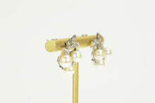 Load image into Gallery viewer, 14K 1950&#39;s Pearl Diamond Swirl Cluster Stud Earrings White Gold