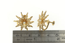 Load image into Gallery viewer, 14K Victorian Seed Pearl Sun Flower Screw Back Earrings Yellow Gold