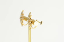 Load image into Gallery viewer, 14K Victorian Seed Pearl Sun Flower Screw Back Earrings Yellow Gold