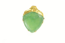 Load image into Gallery viewer, 22K Victorian Ornate Floral Jade Heart Planchette Pin/Brooch Yellow Gold