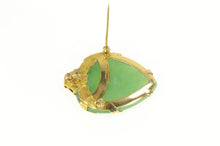 Load image into Gallery viewer, 22K Victorian Ornate Floral Jade Heart Planchette Pin/Brooch Yellow Gold