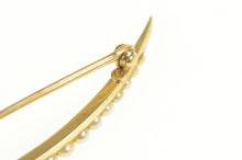 Load image into Gallery viewer, 14K Victorian Seed Pearl Crescent Moon Classic Pin/Brooch Yellow Gold