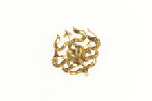 Load image into Gallery viewer, 14K Victorian Heart Diamond Seed Pearl Ribbon Pin/Brooch Yellow Gold