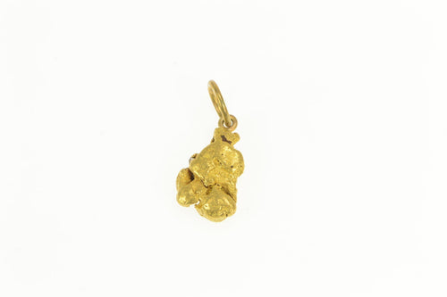 22K Abstract Raw Natural Cluster Textured Nugget Charm/Pendant Yellow Gold