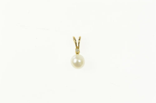 10K Pearl Diamond Accent Classic Statement Charm/Pendant Yellow Gold