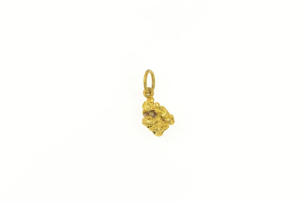 22K Natural Cluster Textured Abstract Nugget Charm/Pendant Yellow Gold
