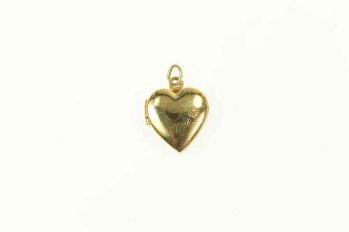 14K Classic Heart Photo Picture Locket Pendant Yellow Gold