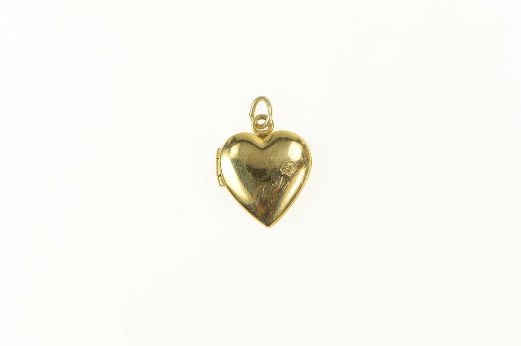 14K Classic Heart Photo Picture Locket Pendant Yellow Gold